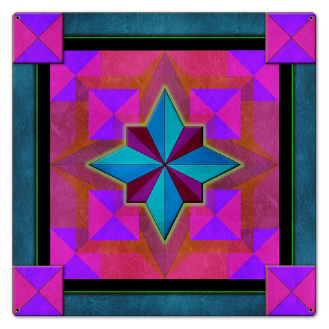 Box On Box Mag Blue 24 x 24 Custom Shape Metal Sign