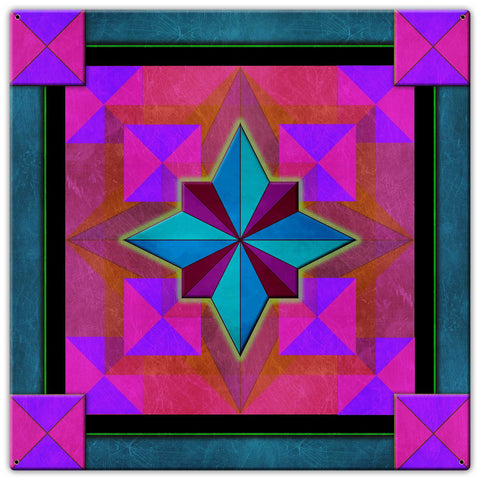 Box On Box Mag Blue 30 x 30 Custom Shape Metal Sign