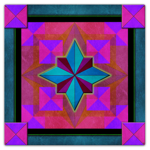 Box On Box Mag Blue 36 x 36 Custom Shape Metal Sign