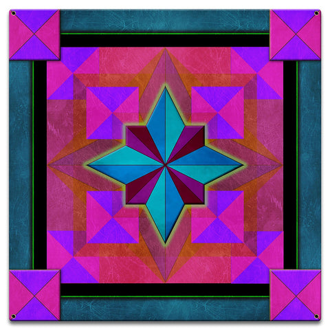 Box On Box Mag Blue 18 x 18 Custom Shape Metal Sign