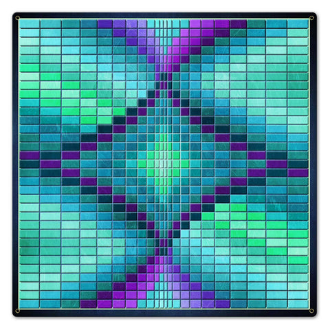 AQP683 - WAVE QUILT BLUE Metal Sign
