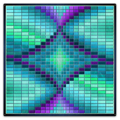 AQP685 - WAVE QUILT BLUE Metal Sign