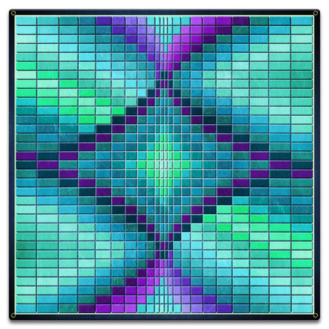 AQP686 - WAVE QUILT BLUE Metal Sign
