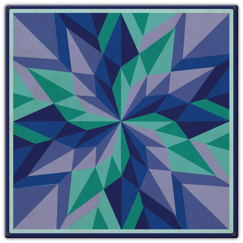 AQP687   Starburst Blue Metal Sign