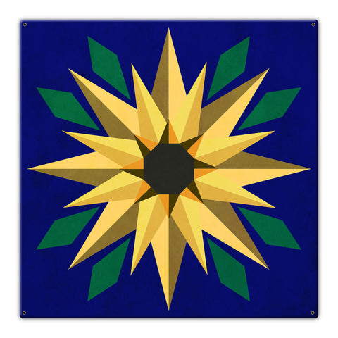 Sunflower Blue Background 30 X 30 vintage metal sign Metal Sign