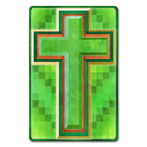 Cross Quilt Multiple Crosses 12 X 18 vintage metal sign Metal Sign