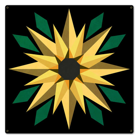 Sunflower Black Background 24 X 24 vintage metal sign Metal Sign