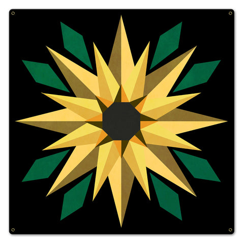 Sunflower Black Background 24 X 24 vintage metal sign Metal Sign