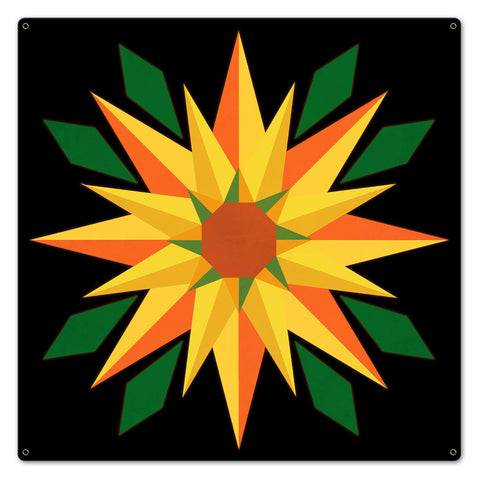 Sunflower Orange Black Background 24 X 24 vintage metal sign Metal Sign