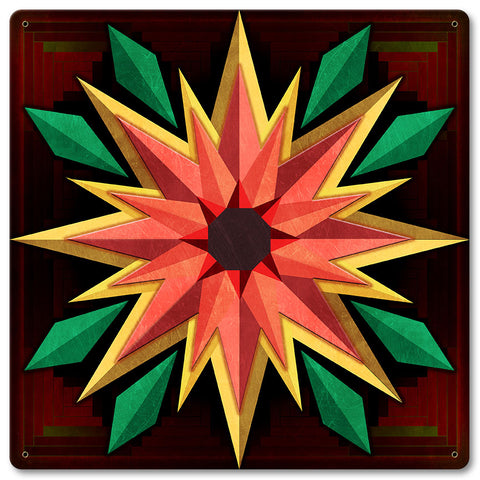 Sunflower Log Cabin Background 12 X 12 vintage metal sign Metal Sign