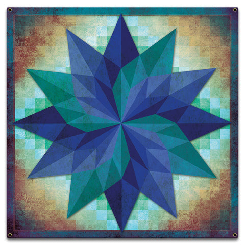 Around The World Starburst Pattern 18 X 18 vintage metal sign Metal Sign