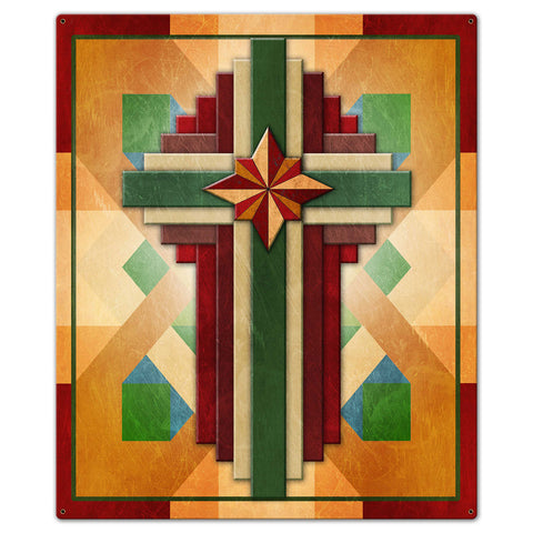 Cross Quilt Multiple Crosses SW Colors 30 X 36 vintage metal sign Metal Sign