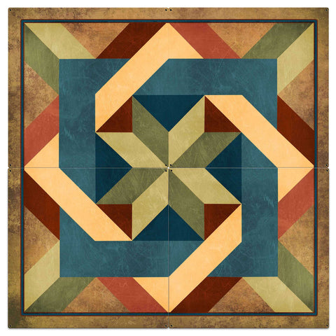 Box In Box Earth Tones 4pcs 48 X 48 vintage metal sign Metal Sign