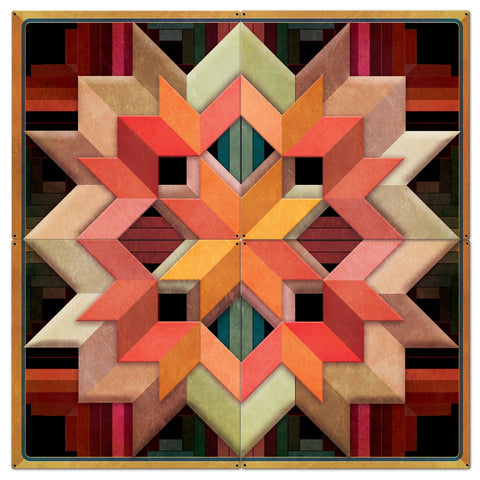 Box Log Cabin Earth tones 72 X 72 vintage metal sign Metal Sign