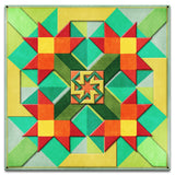 Red Flowers Peach Green Yellow Background 18 X 18 vintage metal sign Metal Sign