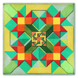 Red Flowers Peach Green Yellow Background 24 X 24 vintage metal sign Metal Sign