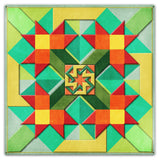 Red Flowers Peach Green Yellow Background 36 X 36 vintage metal sign Metal Sign