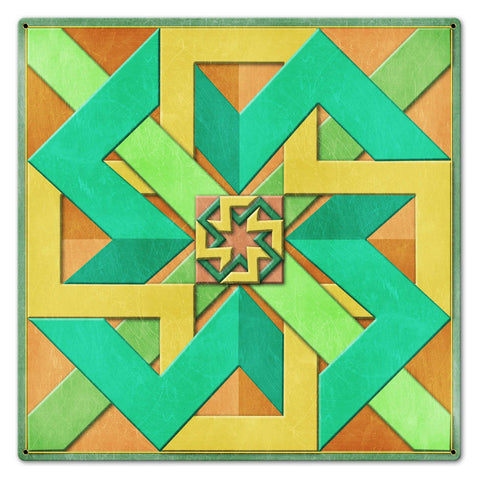 Box Design Peach Green Yellow 24 X 24 vintage metal sign Metal Sign