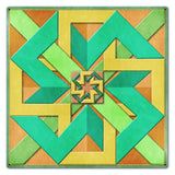Box Design Peach Green Yellow 24 X 24 vintage metal sign Metal Sign