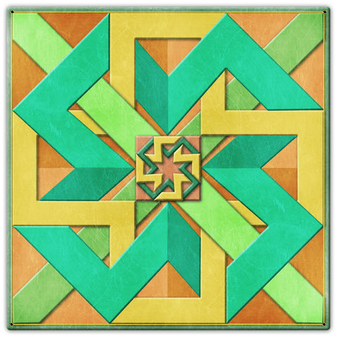 Box Design Peach Green Yellow 30 X 30 vintage metal sign Metal Sign