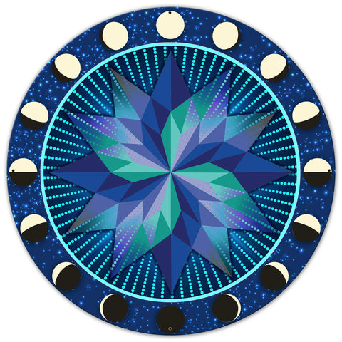 Moon Phases Glowing Stars Hex 36 X 36 vintage metal sign Metal Sign