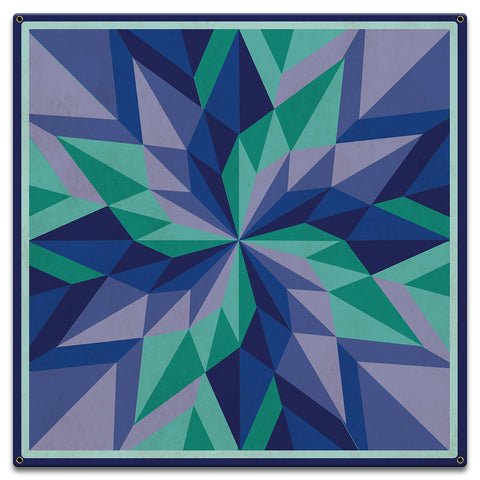 Starburst Blue 18 X 18 vintage metal sign Metal Sign