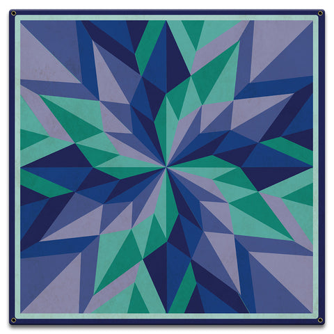 Starburst Blue 18 X 18 vintage metal sign Metal Sign