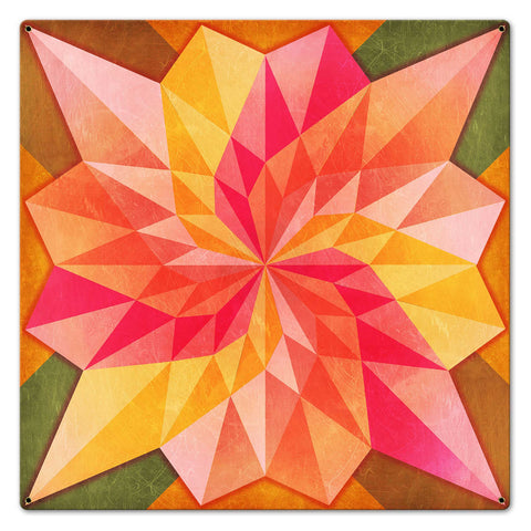 Rose Dahila Quilt 24 X 24 vintage metal sign Metal Sign