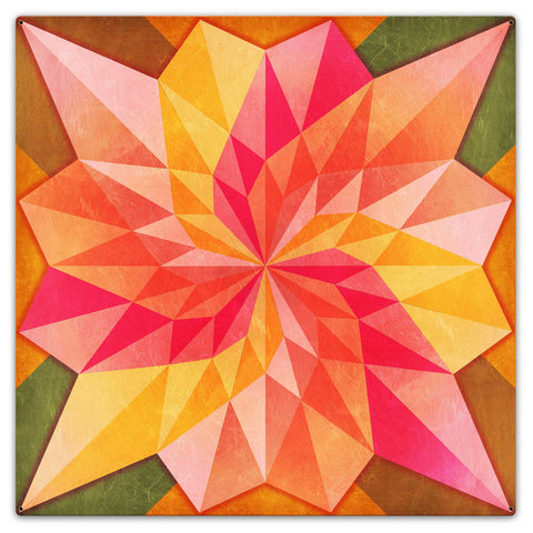 Rose Dahila Quilt 36 X 36 vintage metal sign Metal Sign