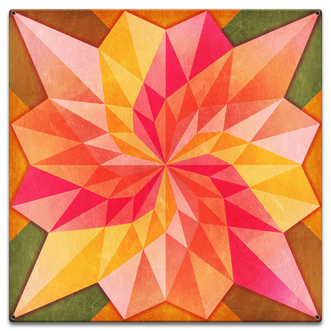 Rose Dahila Quilt 18 X 18 vintage metal sign Metal Sign