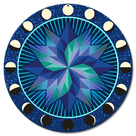 Moon Phases Glowing Stars Hex 18 X 18 vintage metal sign Metal Sign