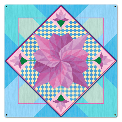 Spring Flowers Blue 24 X 24 vintage metal sign Metal Sign