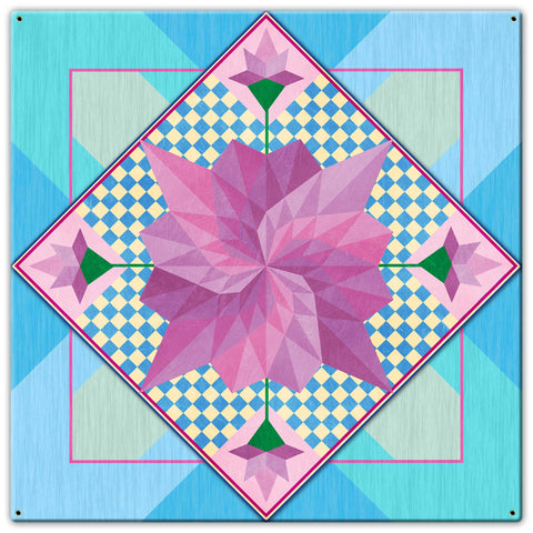 Spring Flowers Blue 30 X 30 vintage metal sign Metal Sign