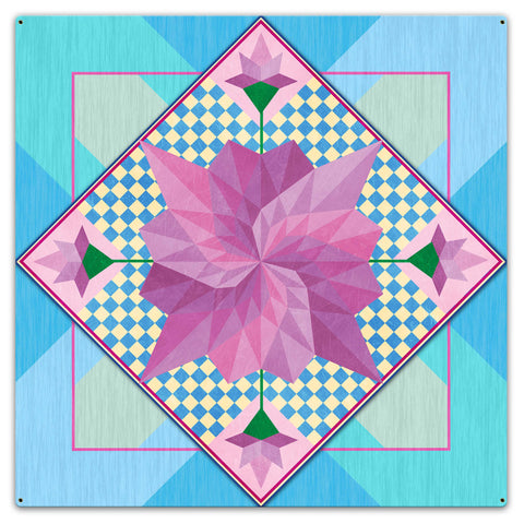 Spring Flowers Blue 36 X 36 vintage metal sign Metal Sign