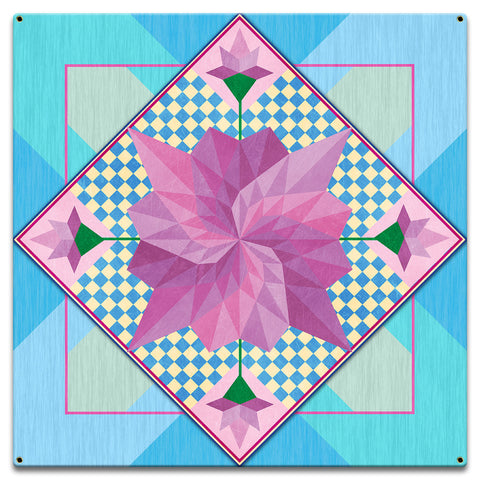 Spring Flowers Blue 18 X 18 vintage metal sign Metal Sign