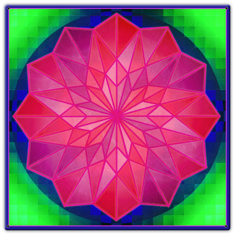 Rose Dahilia Blue Border 30 X 30 vintage metal sign Metal Sign