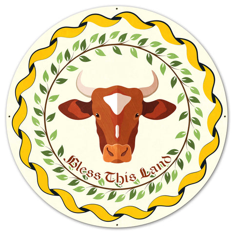 Cow Hex Sign White Background 36 X 36 vintage metal sign Metal Sign