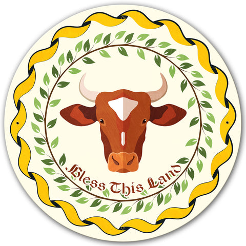 Cow Hex Sign White Background 28 X 28 vintage metal sign Metal Sign