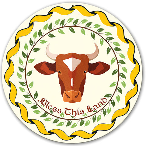 Cow Hex Sign White Background 14 X 14 vintage metal sign Metal Sign