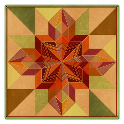 Earth Tones Patchwork Quilt 24 X 24 vintage metal sign Metal Sign