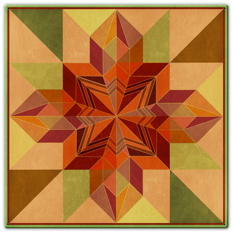 Earth Tones Patchwork Quilt 30 X 30 vintage metal sign Metal Sign