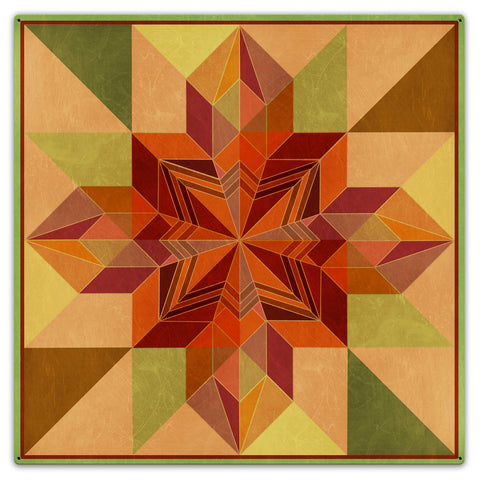 Earth Tones Patchwork Quilt 36 X 36 vintage metal sign Metal Sign