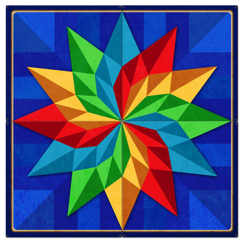Pinwheel Quilt Blue Green Yellow Red 4pcs 60 X 60 vintage metal sign Metal Sign