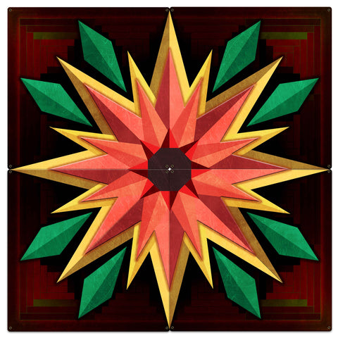 Sunflower Log Cabin 4pcs 48 X 48 vintage metal sign Metal Sign