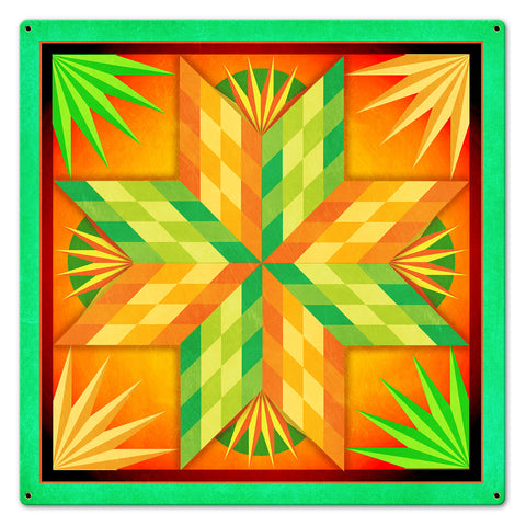 Summer Solstice Green Orange 24 X 24 vintage metal sign Metal Sign