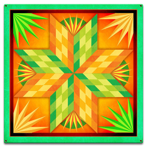 Summer Solstice Green Orange 18 X 18 vintage metal sign Metal Sign