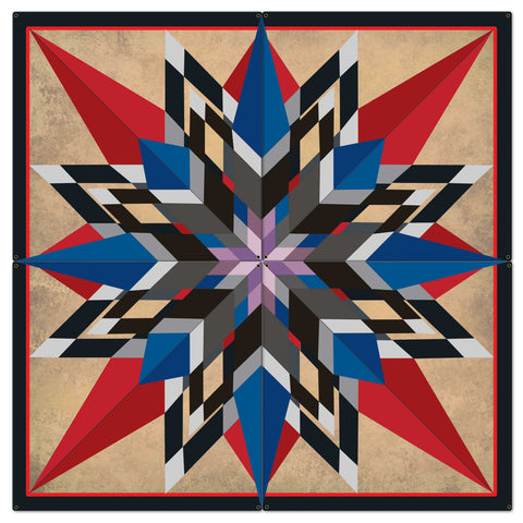 16 Point Star Red Blue 4pcs Metal Sign 72in X72in Metal Sign