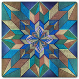 Box Pattern Blue Brown Metal Sign 12in X 12in Metal Sign