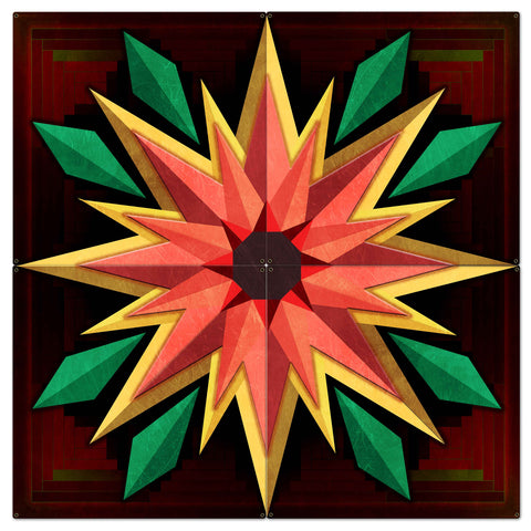 Sunflower Log Cabin 4pcs Metal Sign 60in X 60in Metal Sign