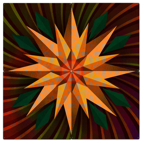 Sunflower Sphere Colorful 4pcs Metal Sign 48in X 48in Metal Sign